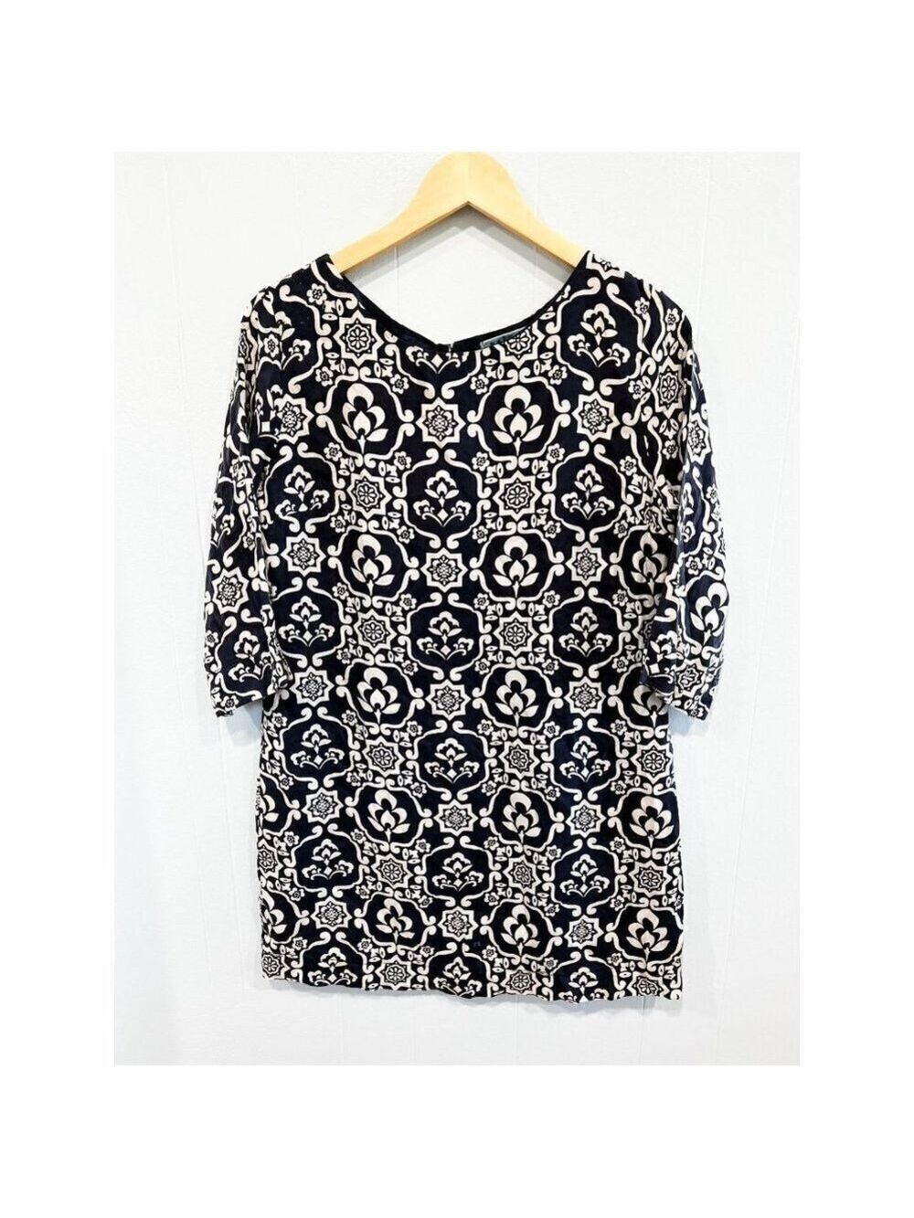 Velvet Dress/Shirt 100% Silk Classic Cottagecore w/ 3/4 Sleeves sz(L)